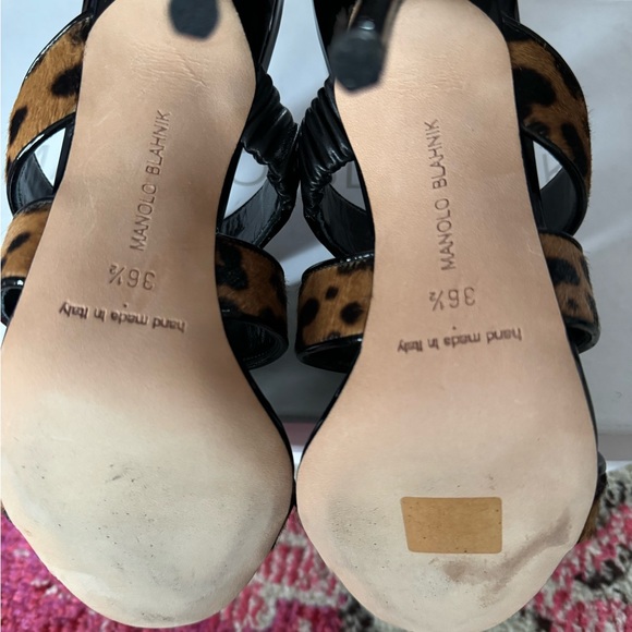 ✨ MANOLO BLAHNIK✨ Cisto Leopard Animal Print Calf Hair heels sandals $895 Retail - Picture 9 of 11